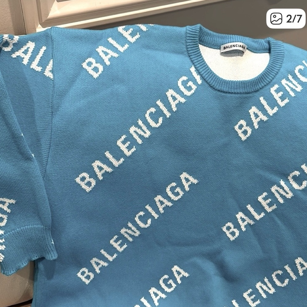 Balenciaga Light Blue Knit Top